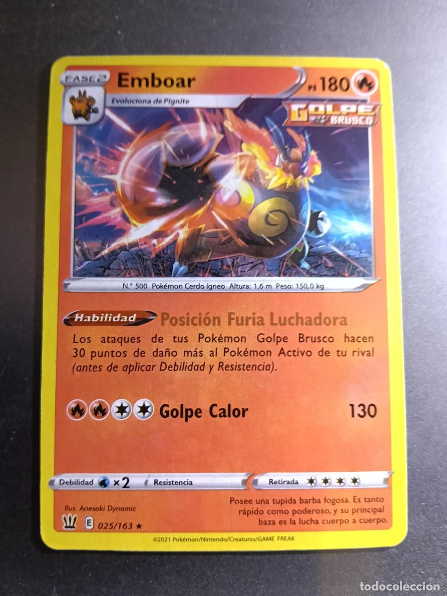 Trading cards: CROMO CARTA EMBOAR 25/163 POSICION FURIA LUCHADORA GOLPE CALOR N&deg;500 GOLPE BRUSCO POK&Eacute;MON 2021