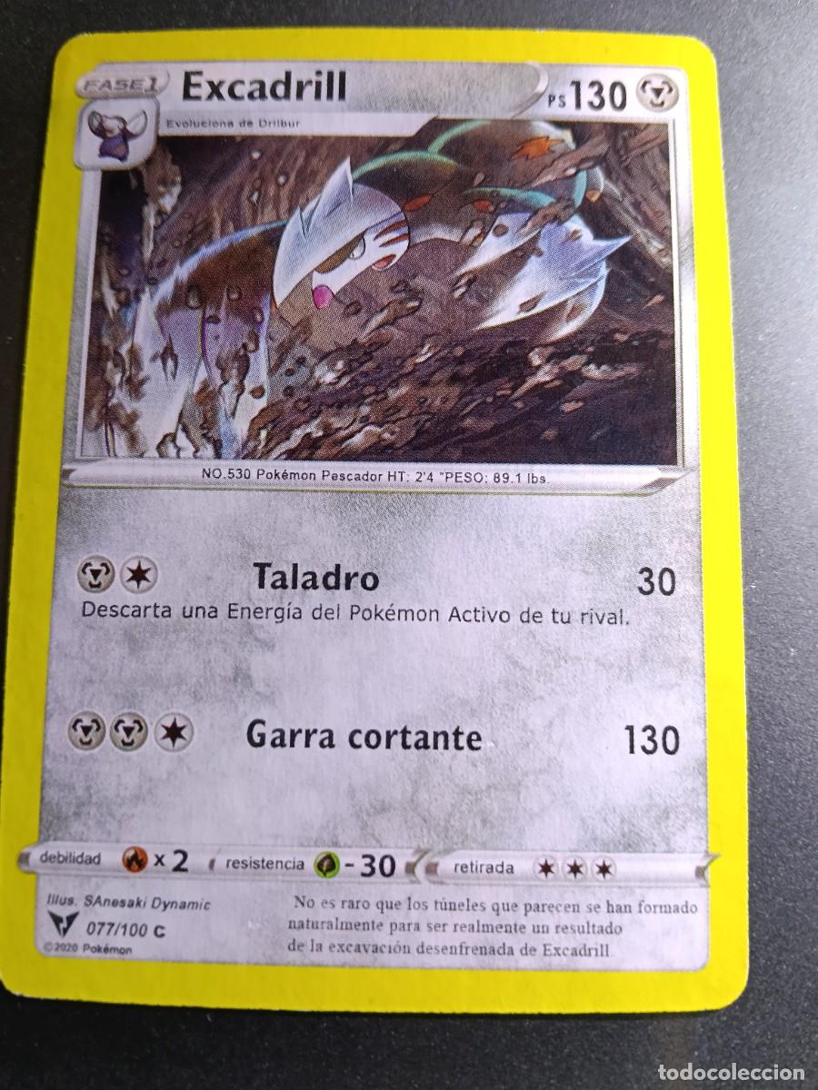 Trading cards: CROMO CARTA EXCADRILL 77/100 TALADRO GARRA CORTANTE N&deg;530 POK&Eacute;MON 2020