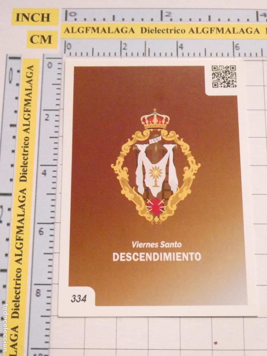 Trading cards: TARJETA TRADING CARD CROMO RELIGIOSO SEMANA SANTA M&Aacute;LAGA. HOLY CARDS 334 DESCENDIMIENTO ESCUDO