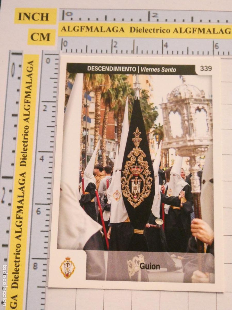Trading cards: TARJETA TRADING CARD CROMO RELIGIOSO SEMANA SANTA M&Aacute;LAGA. HOLY CARDS 339 DESCENDIMIENTO GUI&Oacute;N