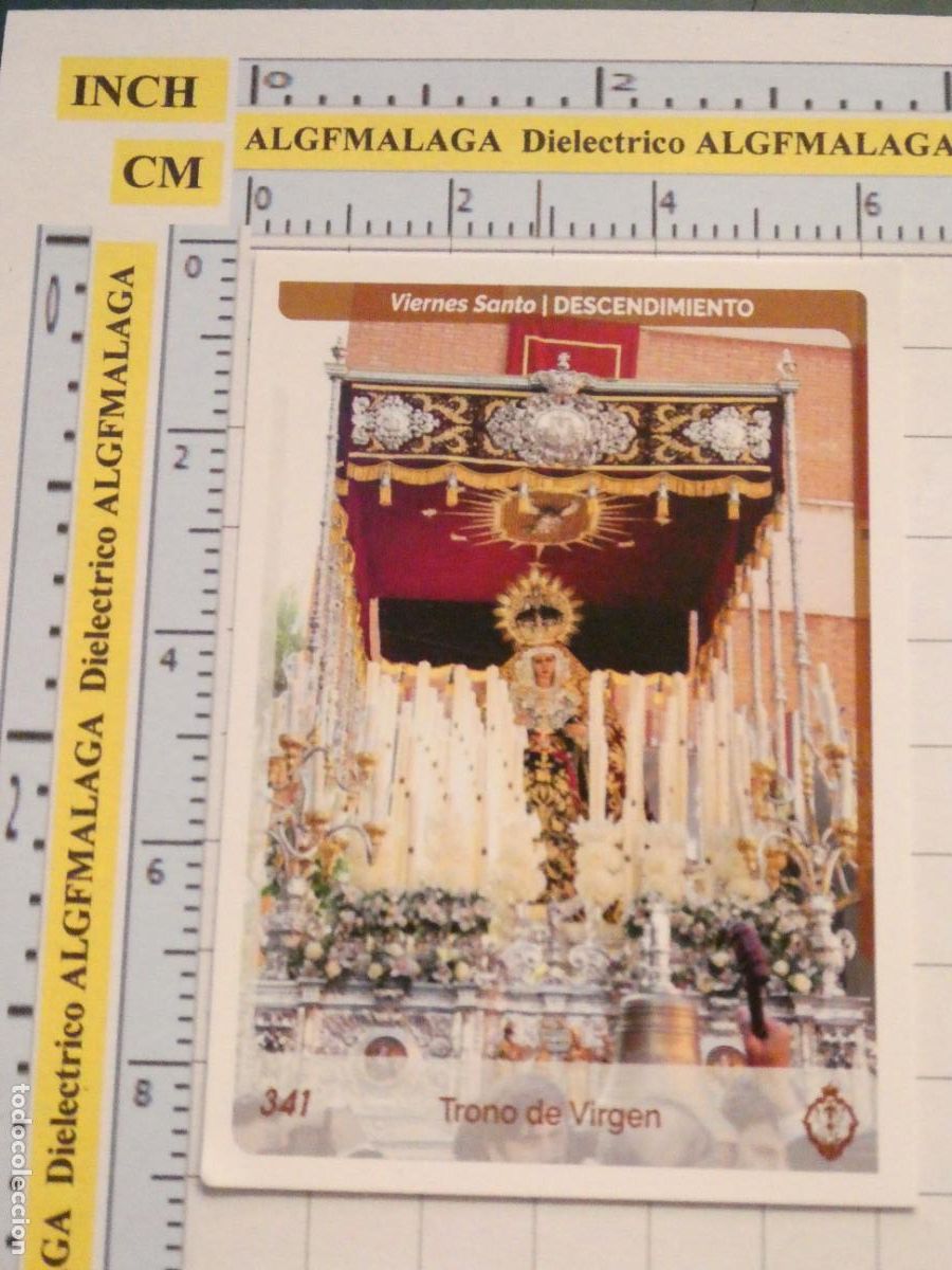 Trading cards: TARJETA TRADING CARD CROMO RELIGIOSO SEMANA SANTA M&Aacute;LAGA. HOLY CARDS 341 DESCENDIMIENTO TRONO VIRGEN