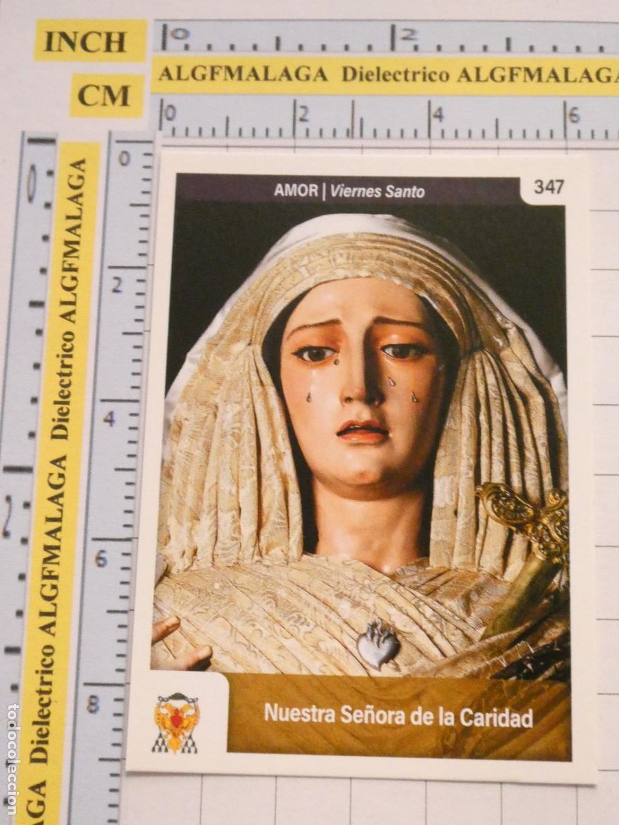 Trading cards: TARJETA TRADING CARD CROMO RELIGIOSO SEMANA SANTA M&Aacute;LAGA. HOLY CARDS 347 AMOR NTRA SRA CARIDAD