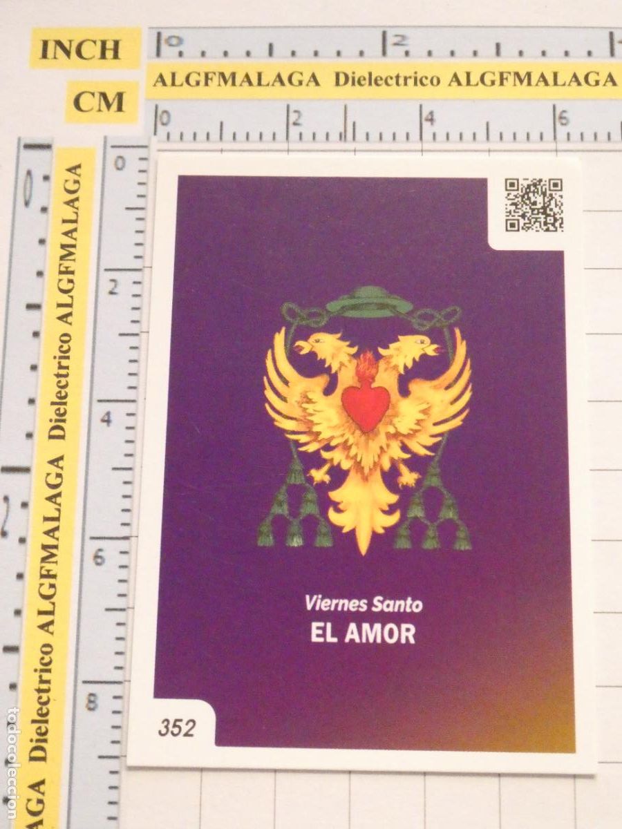 Trading cards: TARJETA TRADING CARD CROMO RELIGIOSO SEMANA SANTA M&Aacute;LAGA. HOLY CARDS 352 EL AMOR ESCUDO