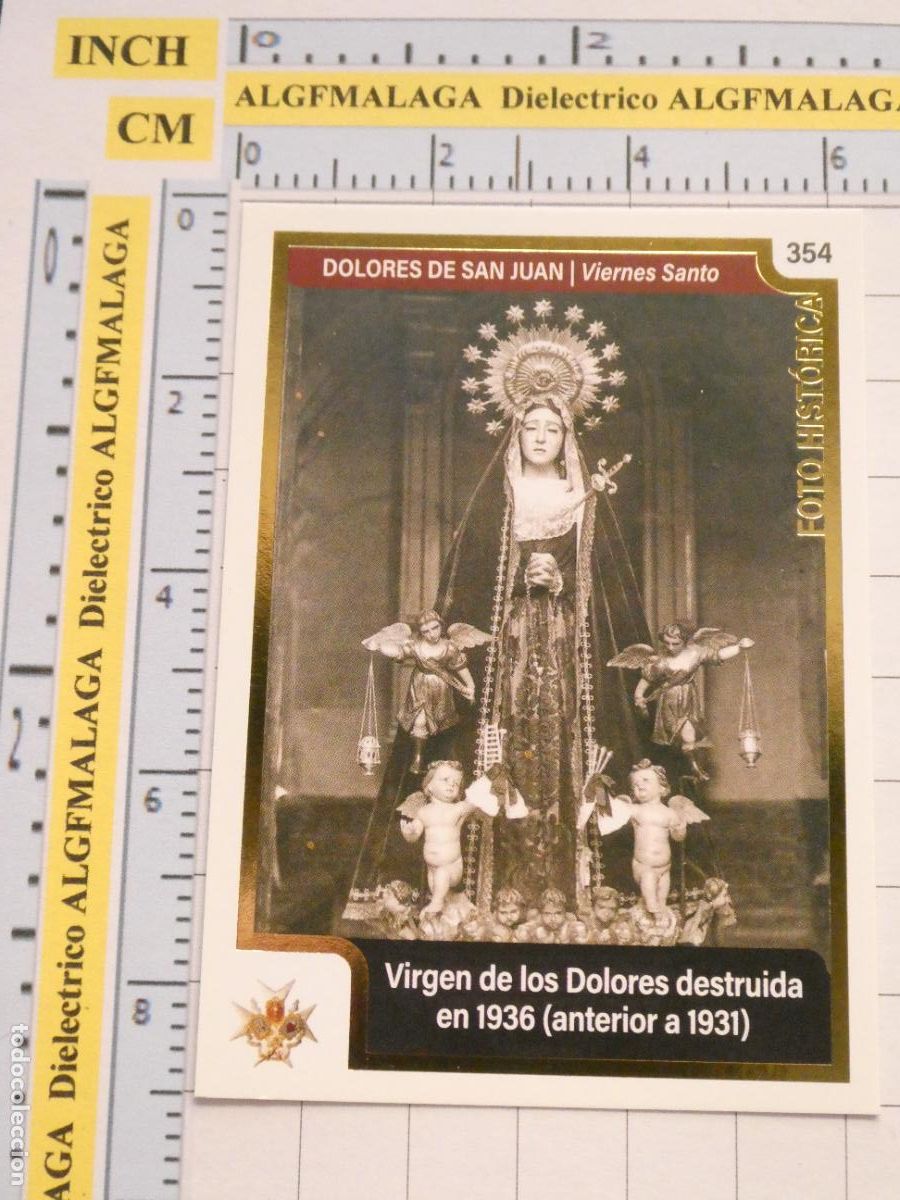 Trading cards: TARJETA TRADING CARD CROMO RELIGIOSO SEMANA SANTA M&Aacute;LAGA. HOLY CARDS 354 DOLORES DE SAN JUAN 1931