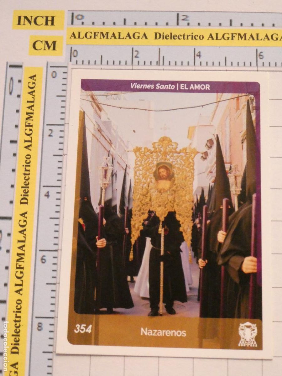 Trading cards: TARJETA TRADING CARD CROMO RELIGIOSO SEMANA SANTA M&Aacute;LAGA. HOLY CARDS 354 EL AMOR NAZARENOS