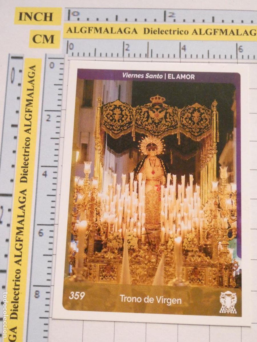 Trading cards: TARJETA TRADING CARD CROMO RELIGIOSO SEMANA SANTA M&Aacute;LAGA. HOLY CARDS 359 EL AMOR TRONO VIRGEN