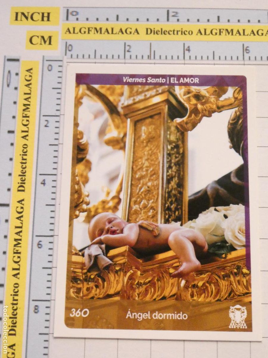Trading cards: TARJETA TRADING CARD CROMO RELIGIOSO SEMANA SANTA M&Aacute;LAGA. HOLY CARDS 360 EL AMOR ANGEL DORMIDO