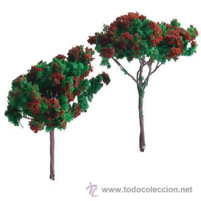Trenes escala: Pack de 2 Arboles con flores Rojas - Foto 1