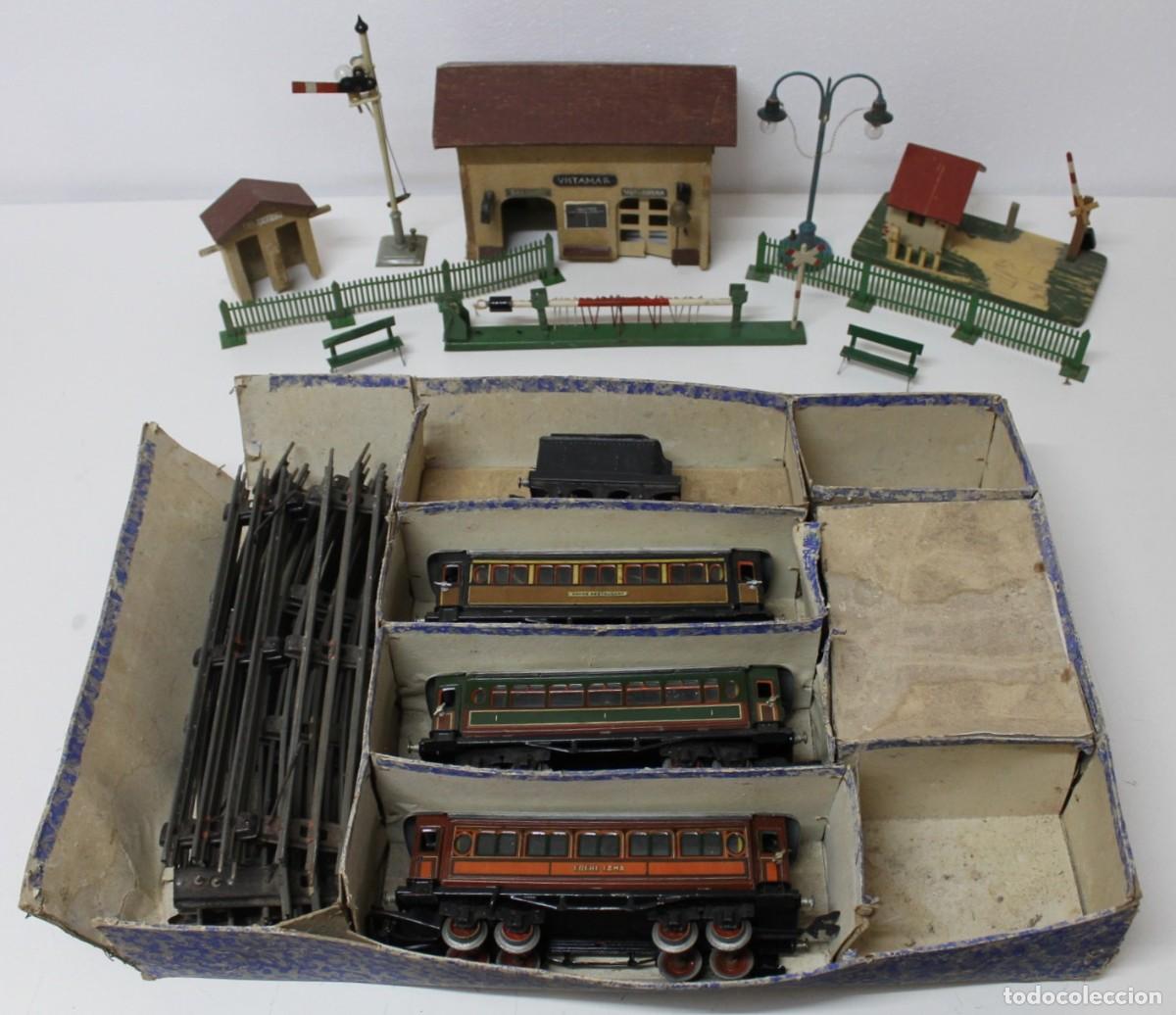 Modelleisenbahnen: Caja de Tren Pay&aacute; escala 0 modelo 987. Vagones y accesorios.