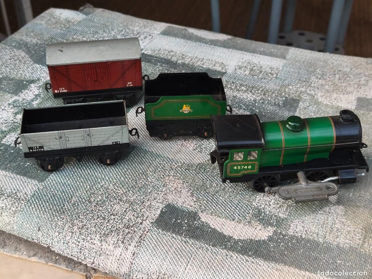 Trenes escala: Locomotora y vagones carga Hornby Type 30. Meccano LDT. Made in England. A cuerda con llave original