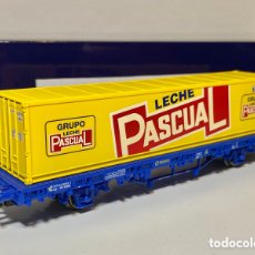 Trains Échelle: ELECTROTREN VAGÓN PLATAFORMA RENFE CONTENEDOR “PASCUAL”. Lote 361408720