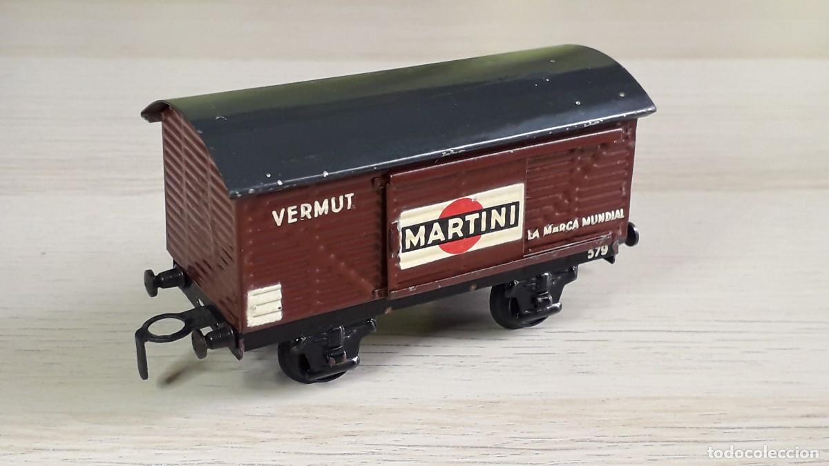 Trenes Escala: Vag&oacute;n puertas correderas Vermut Martini # 805-3 *Met&aacute;lico*, Electrotren 1/87 ancho *S*, a&ntilde;os 50.