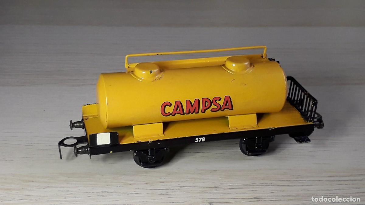 Trenes Escala: Vag&oacute;n Cisterna Campsa # 1107-2 *Met&aacute;lico*, Electrotren 1/87 ancho *S*, original a&ntilde;os 50.