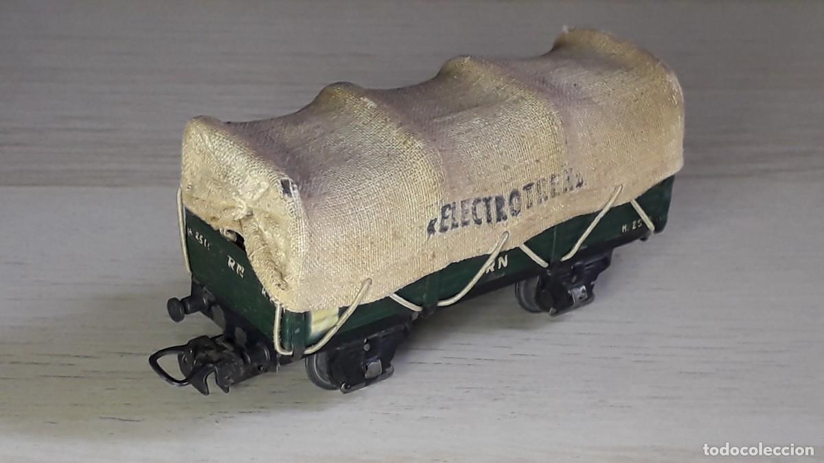 Trenes Escala: Vag&oacute;n toldo # 804-1 *met&aacute;lico* H0 1/87 Electrotren made in Spain, original a&ntilde;os 50.