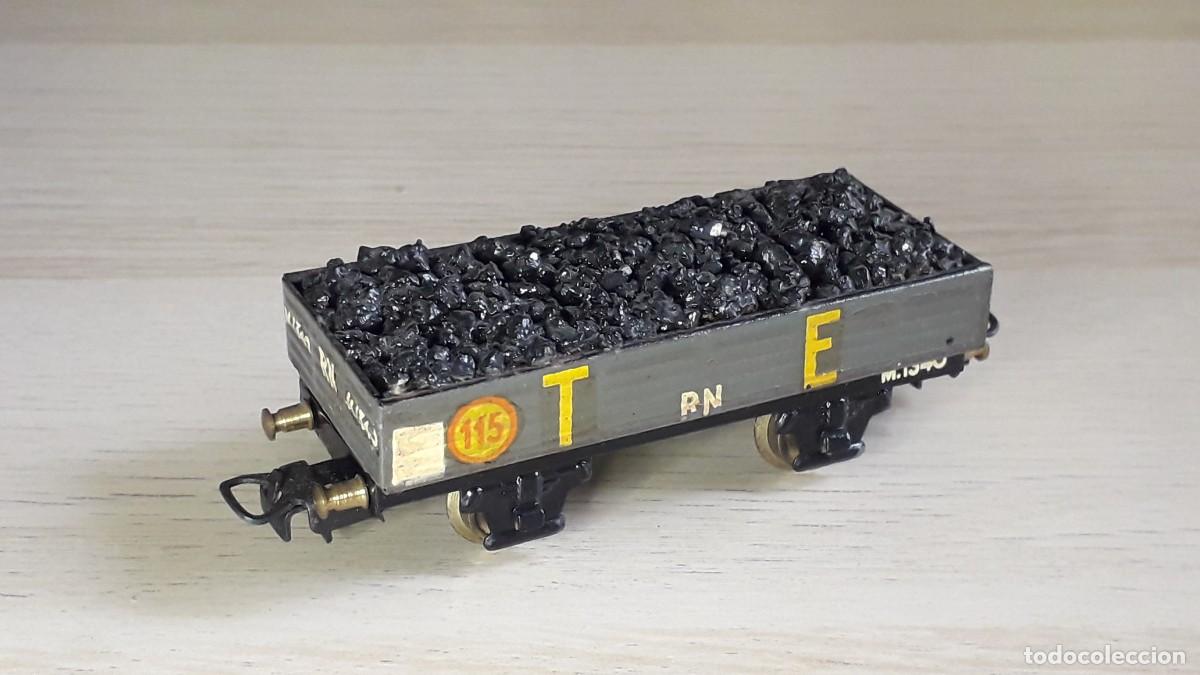Trenes Escala: Vag&oacute;n carb&oacute;n T.E. M.1340 RN # 801-2 *met&aacute;lico* H0 1/87 Electrotren made in Spain, original a&ntilde;os 50.