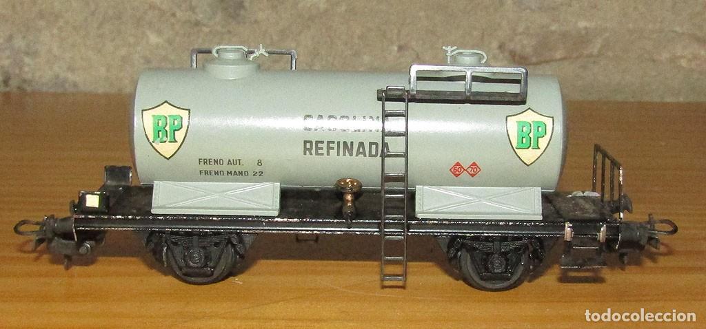 Trenes escala: ANTIGUO VAGON CISTERNA DE GASOLINA REFINADA BP - ELECTROTREN - H0 - A&Ntilde;OS 60/70
