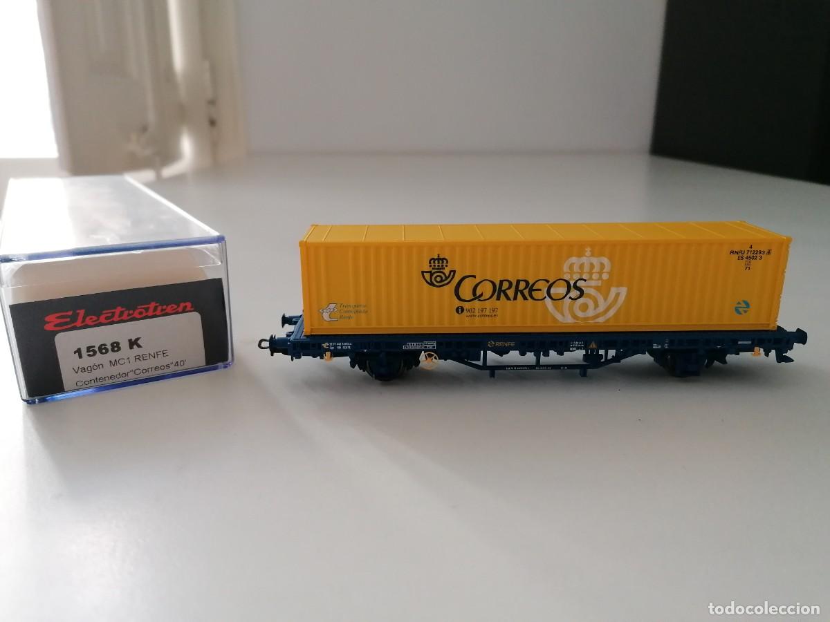 Modelleisenbahnen: Electrotren H0 1568K Vag&oacute;n Portacontenedores MC1 Correos Renfe Nuevo