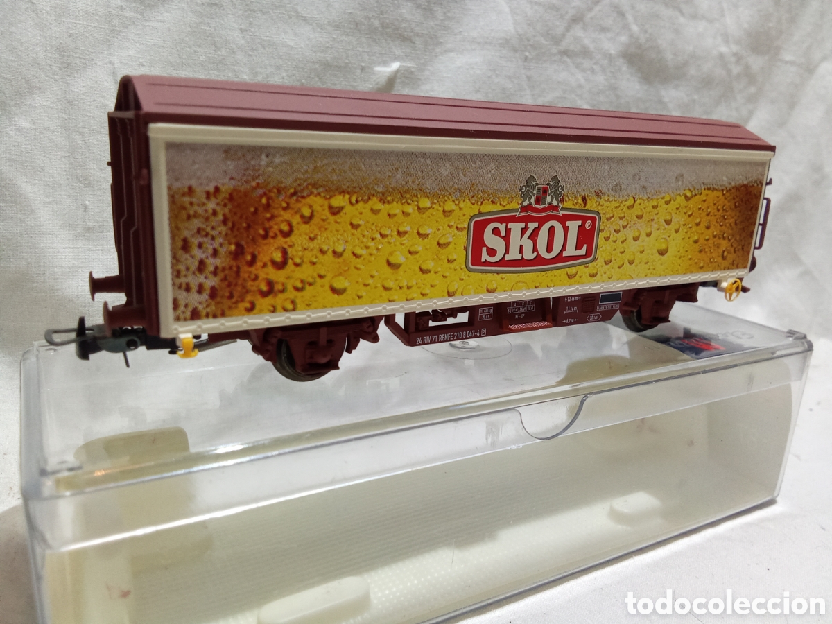Trenes escala: VAG&Oacute;N CERRADO HINS &rdquo;SKOL&rdquo; ELECTROTREN H0 EN CAJA