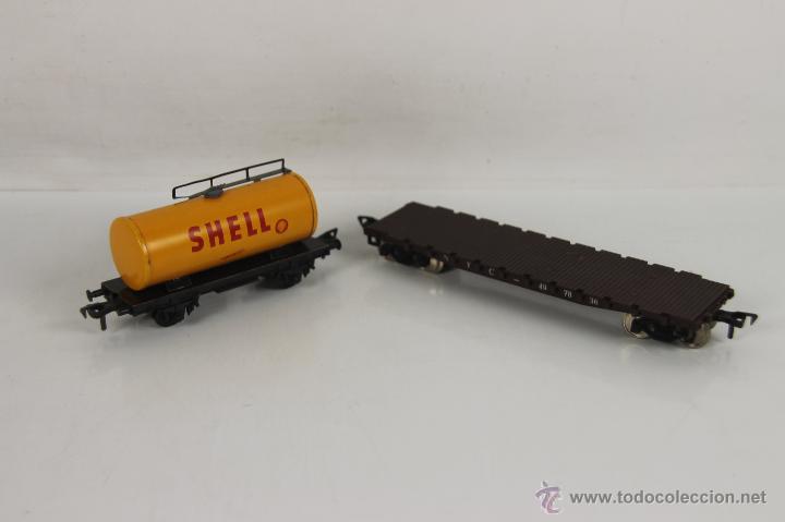 Trenes escala: VAGON PLATAFORMA Y VAGON CISTERNA SHELL DE FLEIXERMAN. ESCALA H0. - Foto 1