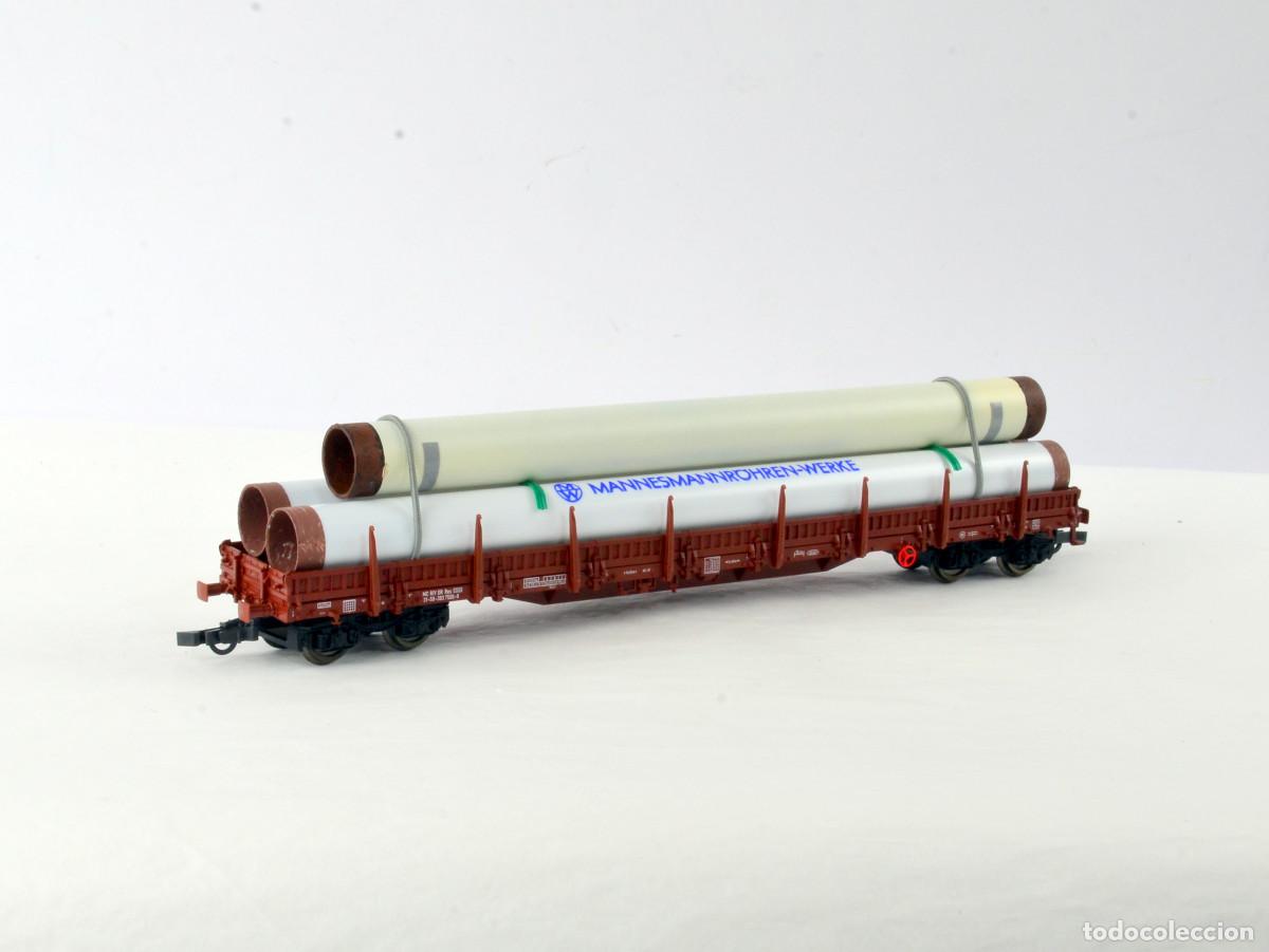 Trenes Escala: Fleischmann Trenes Escala H0 Vag&oacute;n de Teleros con Tubos Mannesmann con Caja
