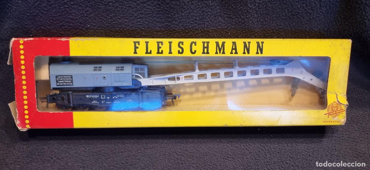 Trenes escala: VAGON GRUA FLEISCHMANN EN SU CAJA ORIGINAL FUNCIONA BIEN