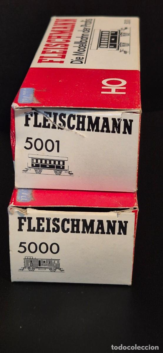 Trenes escala: LOTE 2 VAGONES FLEISCHMANN 5001 - 5000 HO, EN CAJA CARTON FUNCIONAN BIEN