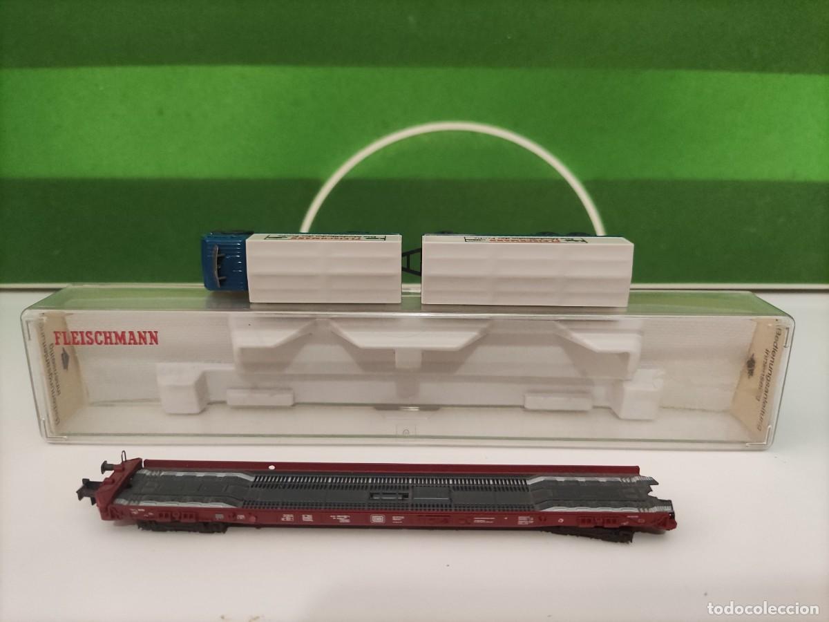 Trenes escala: Vag&oacute;n plataforma con cami&oacute;n Fleischmann REF 8273 Escala N - Foto 5