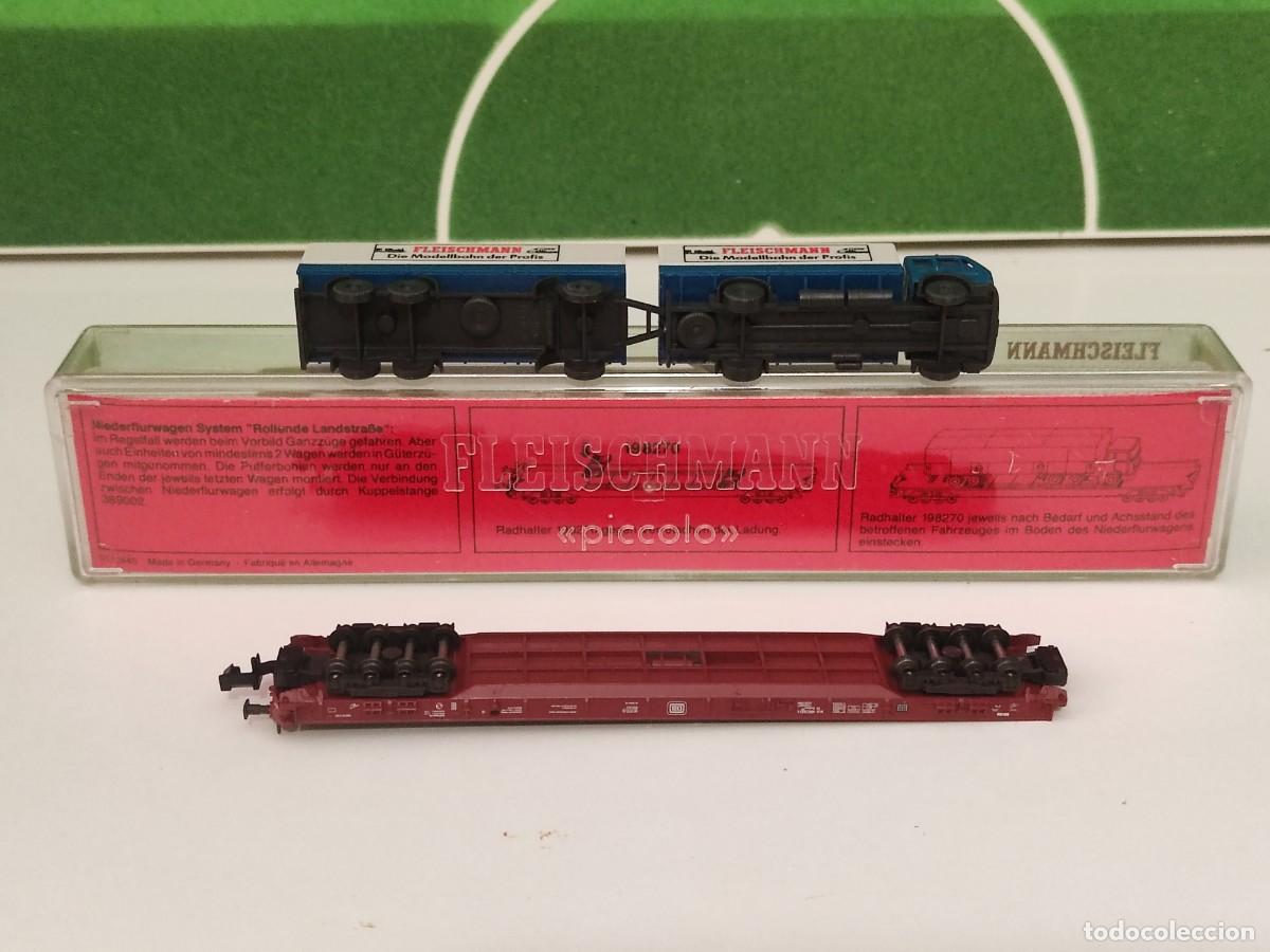 Trenes escala: Vag&oacute;n plataforma con cami&oacute;n Fleischmann REF 8273 Escala N - Foto 6