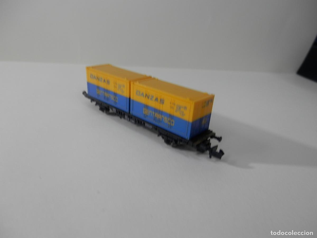 Trenes escala: VAGON PORTACONTENEDOR ESCALA N DE FLEISCHMANN - Foto 2