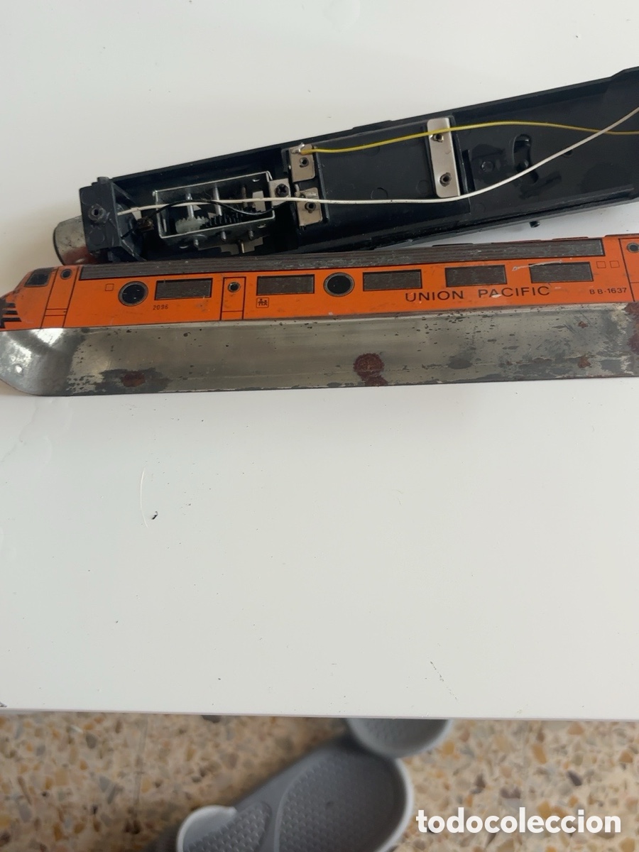 Trenes escala: Locomotora Union Pacific vintage de chapa &ndash; motor funciona &ndash; para restaurar