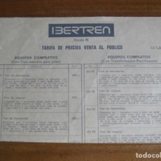 Trenes Escala: IBERTREN N. TARIFA DE PRECIOS. OCTUBRE 1972. Lote 212169910