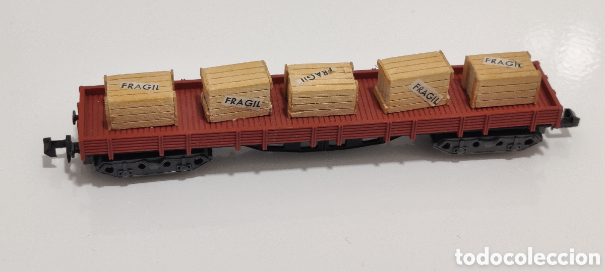 Trenes Escala: IBERTREN N - VAG&Oacute;N BORDE BAJO MARR&Oacute;N 4 EJES CON CAJAS REF. 395