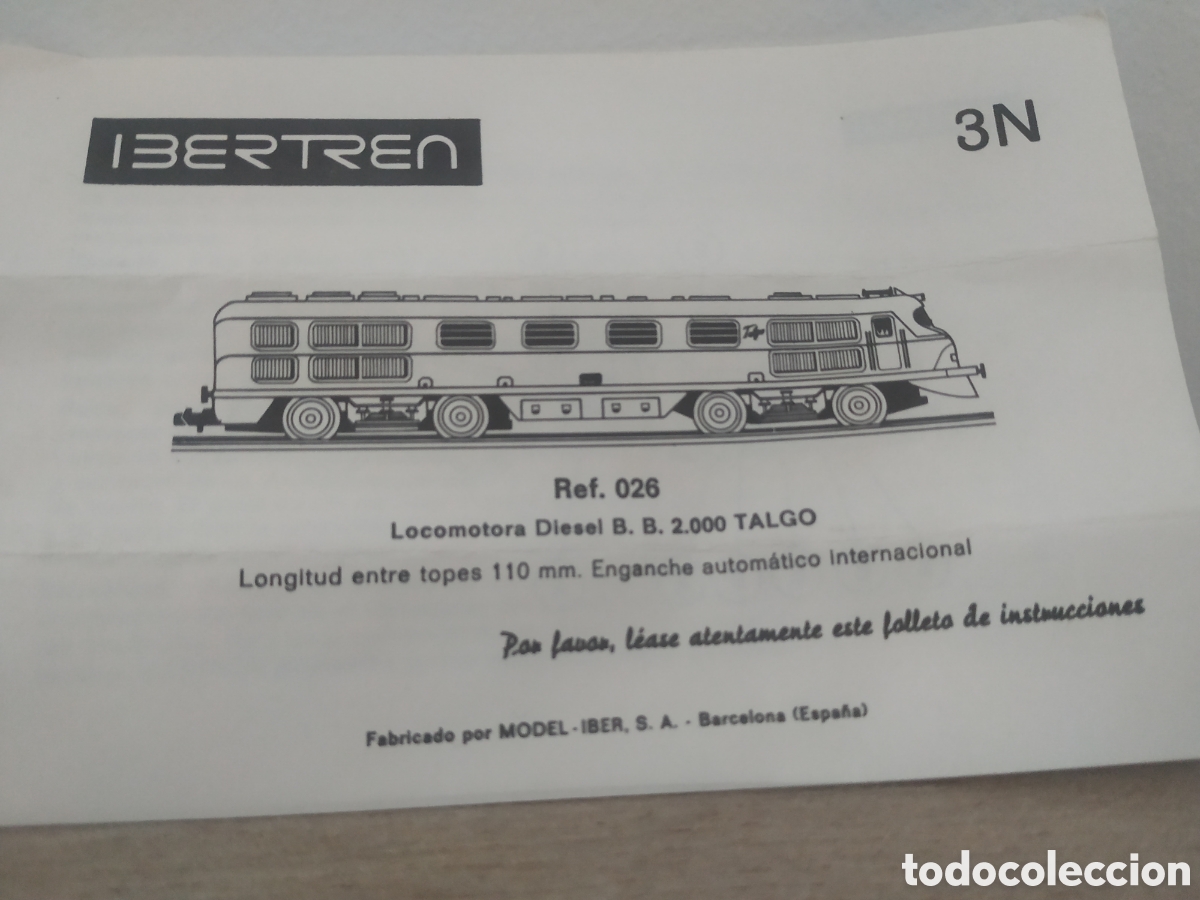 Trenes Escala: MANUAL DE INSTRUCCIONES LOCOMOTORA Talgo DIESEL B.B. 2000 de IBERTREN 3N REF 026