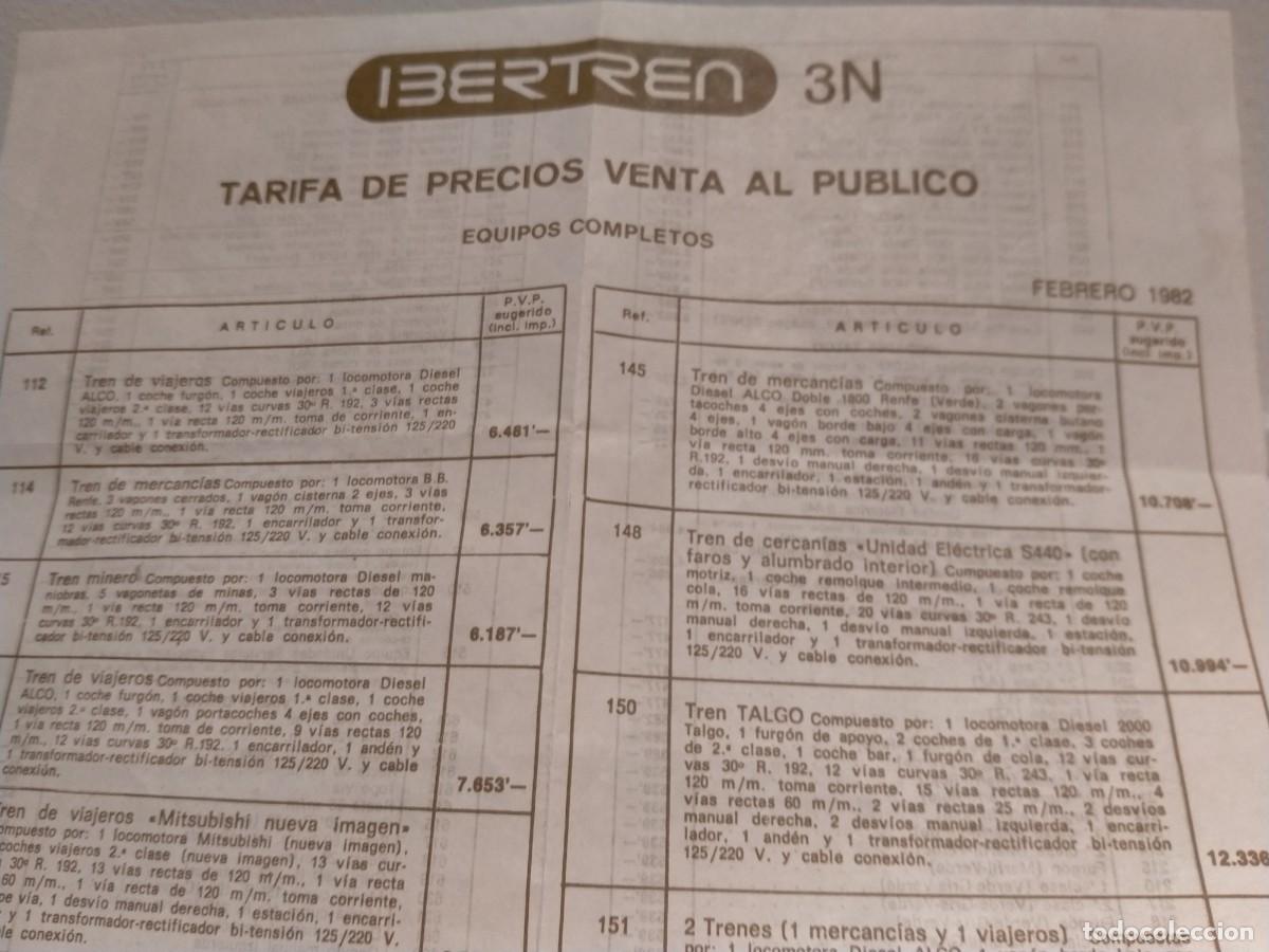 Trenes Escala: Ibertren N tarifa de precios a&ntilde;o 1982 ejemplar original, salen circuitos Ibertren