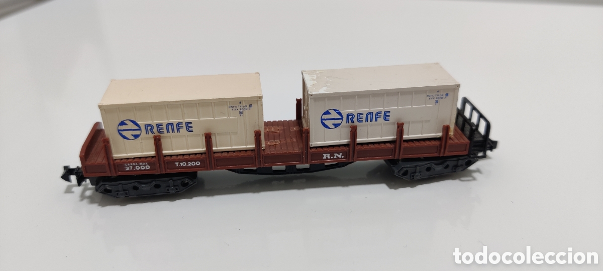 Trenes Escala: IBERTREN N - VAG&Oacute;N TELERO 4 EJES CON CONTENEDORES RENFE REF. 6442