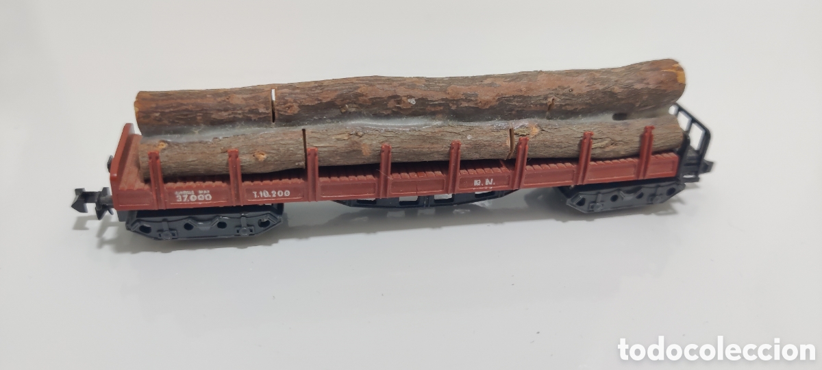 Trenes escala: IBERTREN N - VAG&Oacute;N TELEROS 4 EJES MARR&Oacute;N CON TRONCOS REF. 433