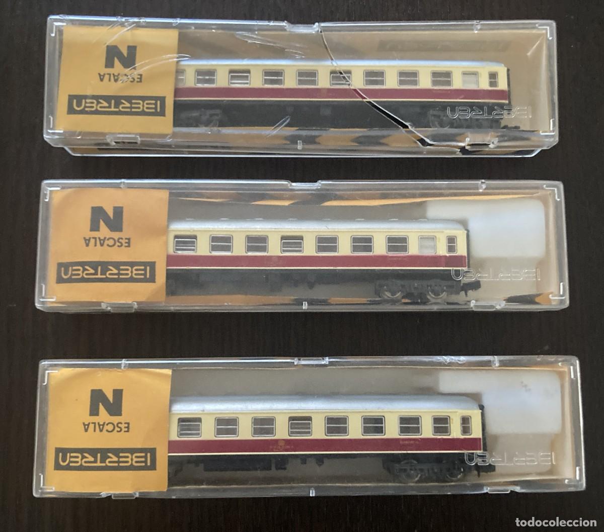 Trenes escala: IBERTREN - 3 VAGONES 2&ordf; CLASE ROJO Y MARFIL / REF. 211 ESCALA 3N - Incluye cajas