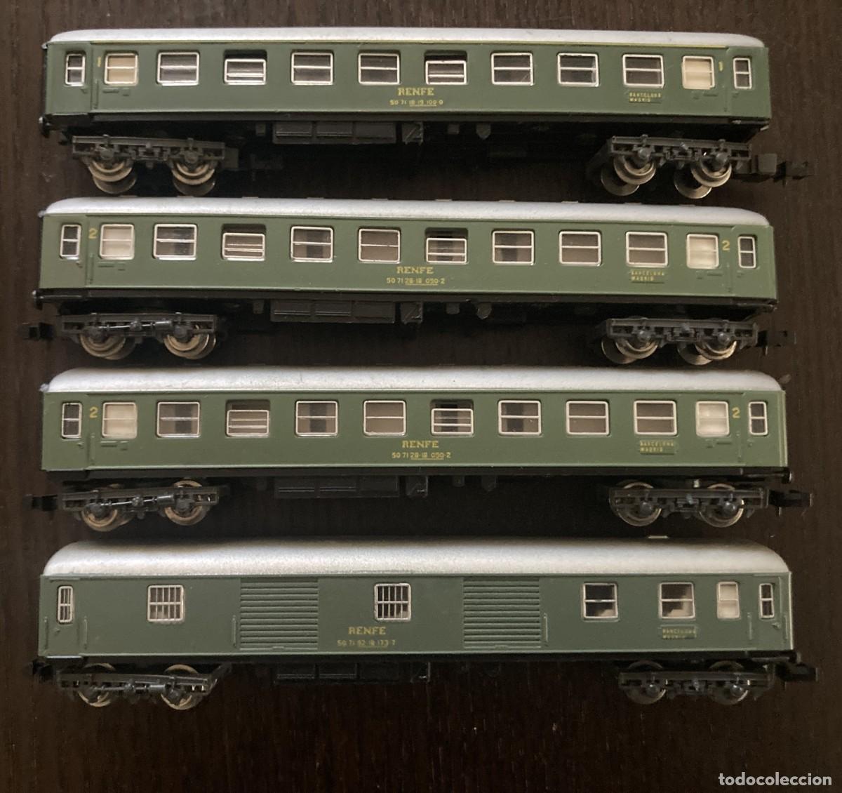 Trenes escala: IBERTREN - 4 VAGONES VERDES RENFE - FURGON, 1&ordf; Y 2&ordf; CLASE / REF. 201 , 203 y 205 ESCALA 3N