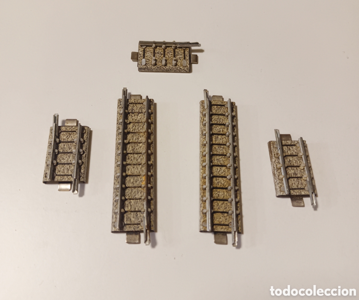 Modelleisenbahnen: Lote 5 vias antiguas rectas peque&ntilde;as ibertren 3n grises balastro metalicas primero modelo !!!