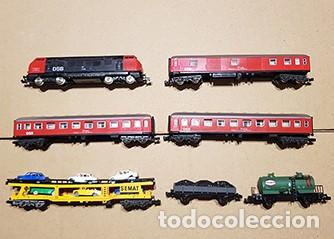 Trenes escala: Kit Ibertren (N) con 2 trenes pasajeros, mercanc&iacute;as y elementos del iberama D (exc. Tapiz)