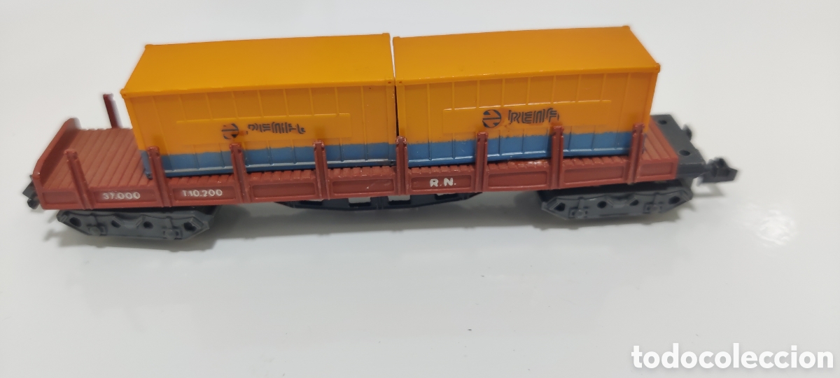 Modelleisenbahnen: IBERTREN N - VAG&Oacute;N TELEROS GRIS CON CONTENEDORES REF. 439