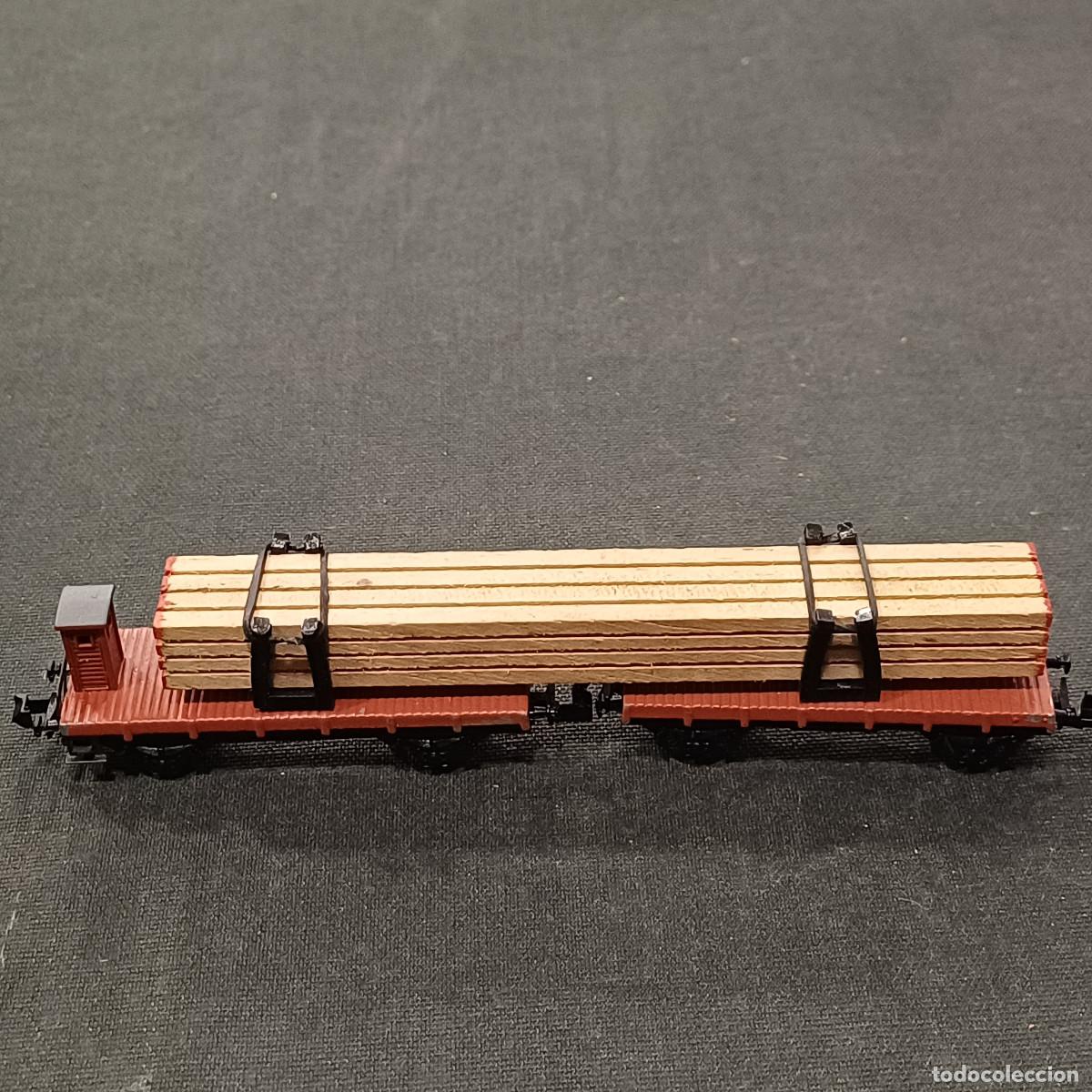 Scale Trains: VAGON PLATAFORMA DOBLE CON CARGA DE MADERA/IBERTREN ESCALA N.