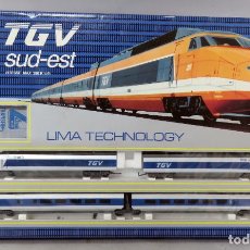 Trenes Escala: CAJA TGV LIMA H0 SUD EST MADE IN ITALY CON TRANSFORMADOR Y VÍAS FUNCIONA. Lote 268036069