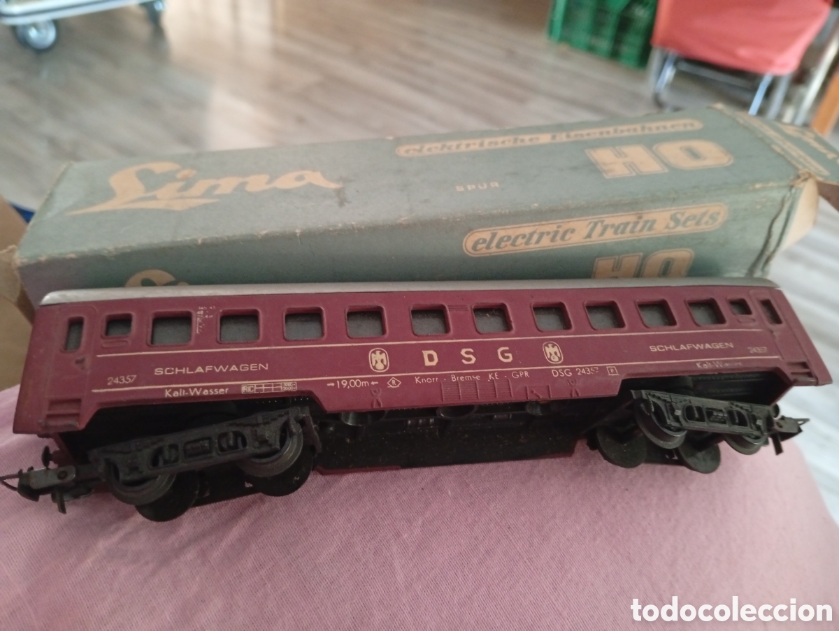 Trenes escala: Vag&oacute;n de tren lima HO buen estado