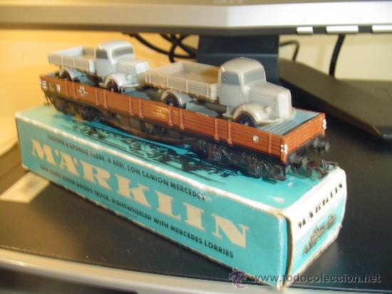 Trenes escala: Marklin. Vag&oacute;n con dos camiones. - Foto 1