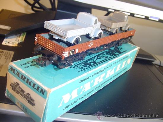 Trenes escala: Marklin. Vag&oacute;n con dos camiones. - Foto 2