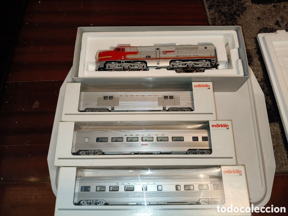 Trenes Escala: Marklin Santa Fe locomotora diesel y 3 vagones
