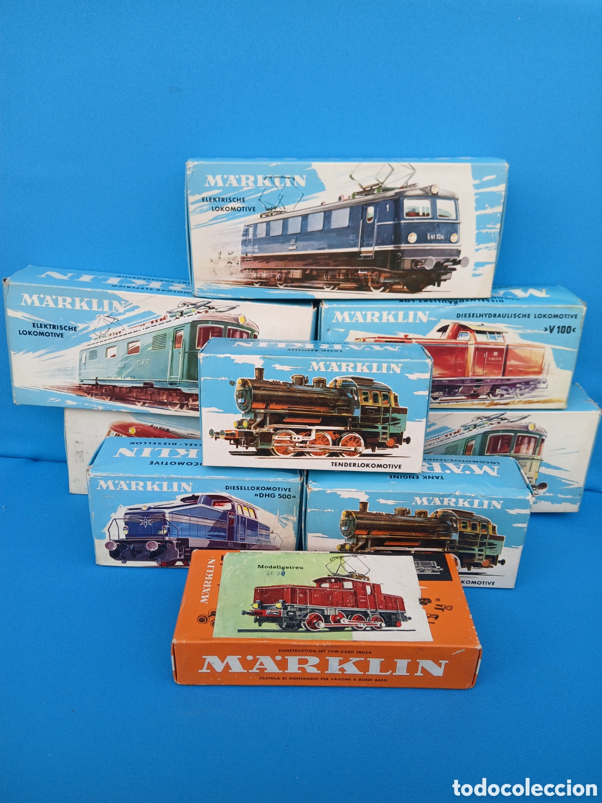 Trenes Escala: LOTE, 9 CAJAS VAC&Iacute;AS DE LOCOMOTORAS MARKLIN ESCALA HO.
