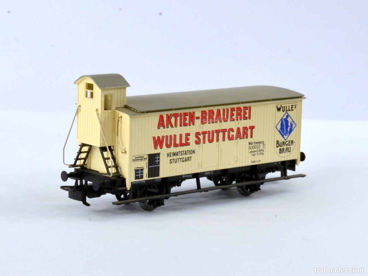 Trenes Escala: M&auml;rklin Trenes Escala H0 4678 Vag&oacute;n de Mercanc&iacute;as con Garita Aktien Brauer Wulle Stuttgart con Caja