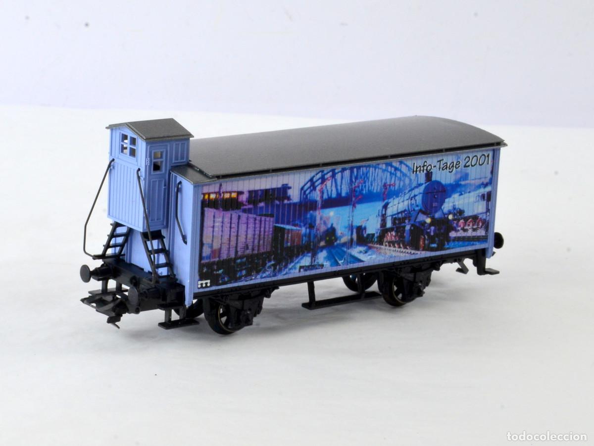 Trenes Escala: M&auml;rklin Trenes Escala H0 Vag&oacute;n de Mercac&iacute;as con Garita Info Tage 2001 Impecable